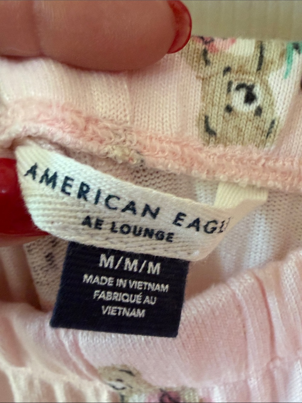 American Eagle Outfitters  Pink Bear Print Pajama Set Sz M.  SEE PICTURES Box6 - Picture 4 of 5